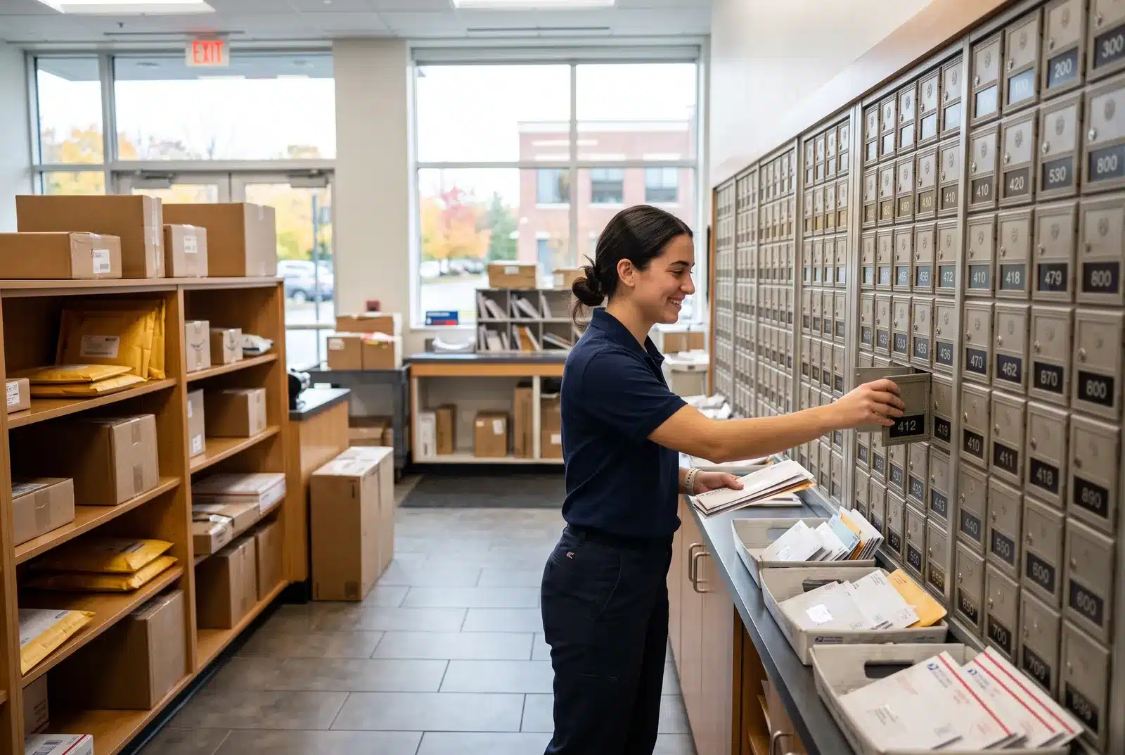 Virtual Address for an LLC or Corporation: Where It Works, Where It Doesn't 2 Staff member sorting LLC and corporate mail into private mailboxes at a staffed commercial mail receiving agency in Massachusetts